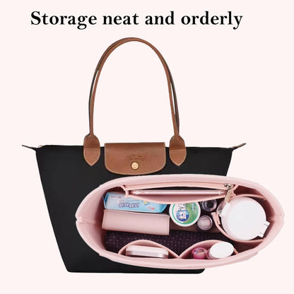 Bag Insert Organizer, purse accessories, Suitable For Longchamp long handle tote organizer (Grey, L（long handle）)