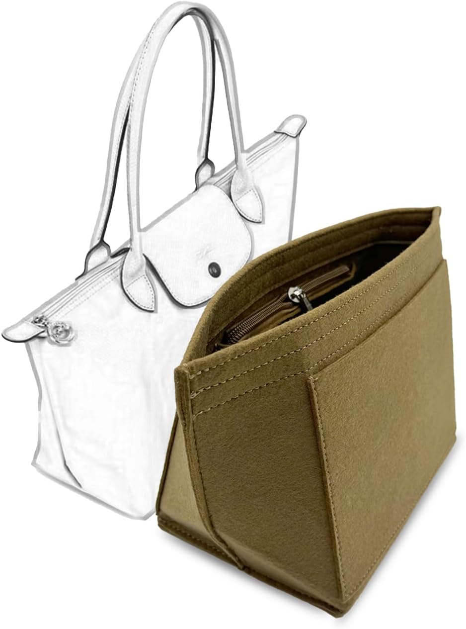 Bag Insert Organizer, purse accessories, Suitable For Longchamp long handle tote organizer (Grey, L（long handle）)