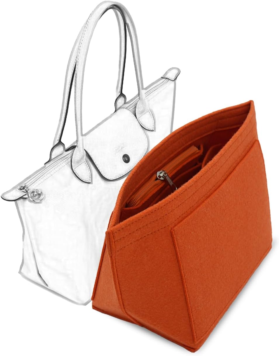 Bag Insert Organizer, purse accessories, Suitable For Longchamp long handle tote organizer (Grey, L（long handle）)