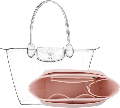 Bag Insert Organizer, purse accessories, Suitable For Longchamp long handle tote organizer (Grey, L（long handle）)