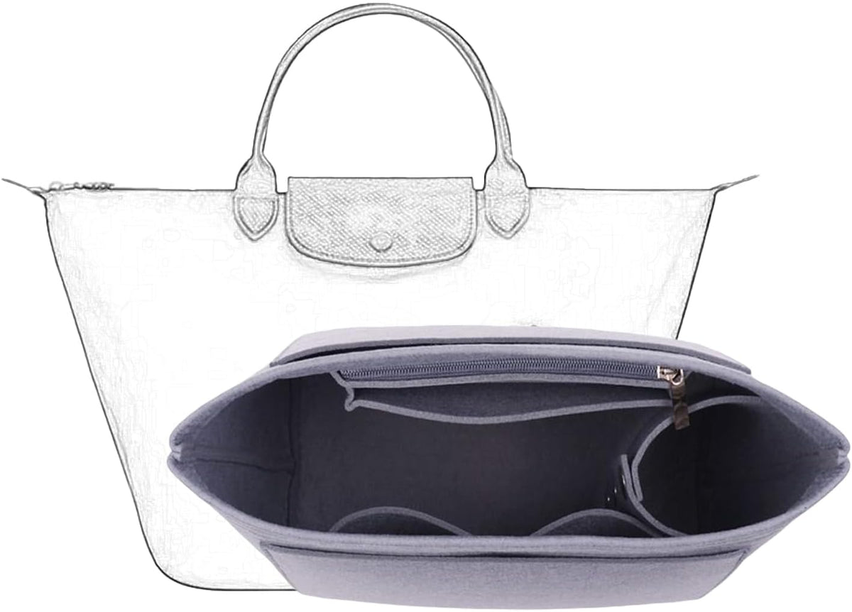 Bag Insert Organizer, purse accessories, Suitable For Longchamp long handle tote organizer (Grey, L（long handle）)