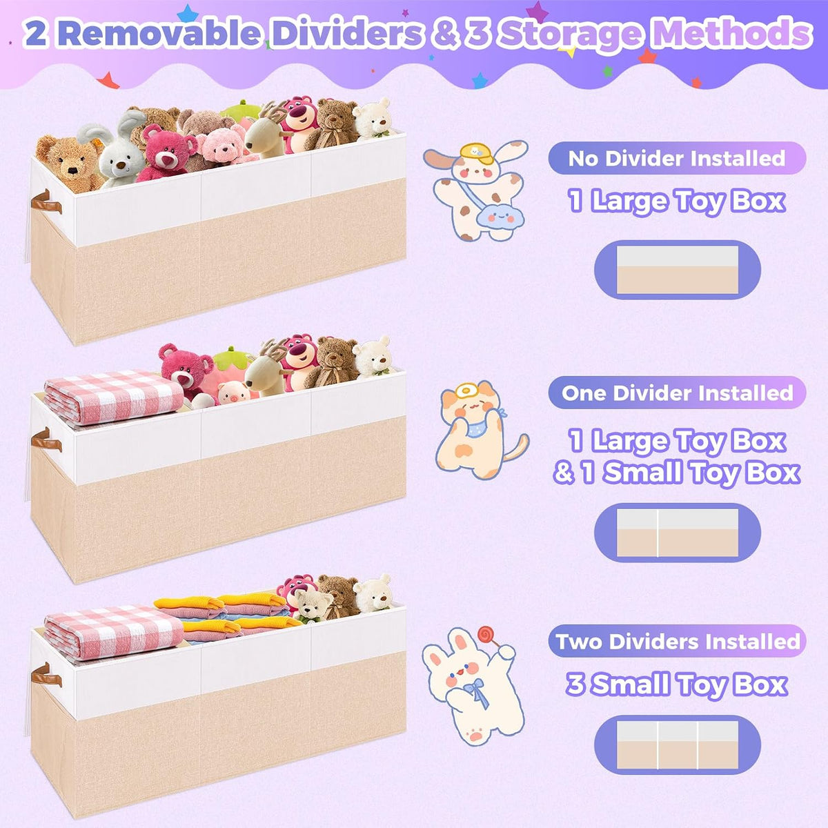 Extra Large Toy Storage Box with Lid, Collapsible Toy Chest, 40"x14"x16"