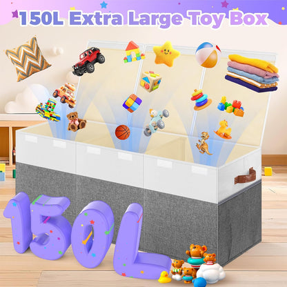 Extra Large Toy Storage Box with Lid, Collapsible Toy Chest, 40"x14"x16"