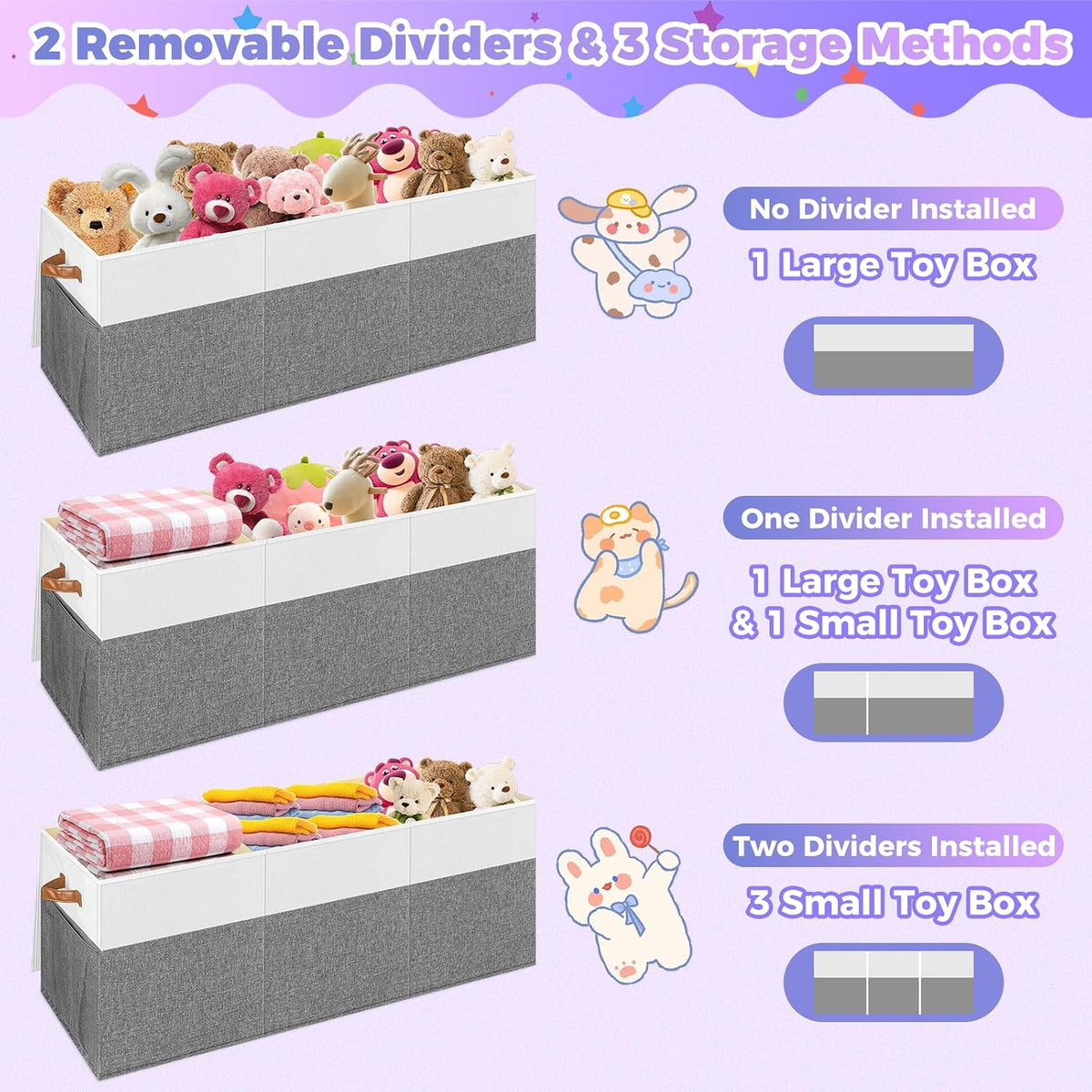 Extra Large Toy Storage Box with Lid, Collapsible Toy Chest, 40"x14"x16"