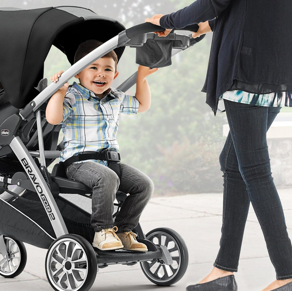 Chicco BravoFor2 Standing/Sitting Double Stroller w/Child & Parent Tray