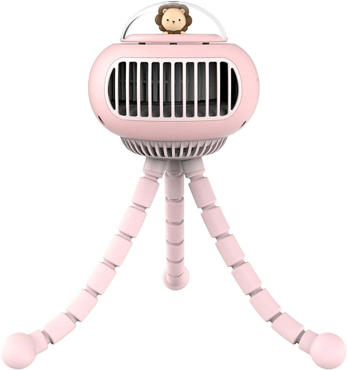 Stroller Fan Flexible Tripod Clip-on Portable Fan with USB Recharging, 4 Adjustable Speeds, Mini Cute Handled Fan (Pink)