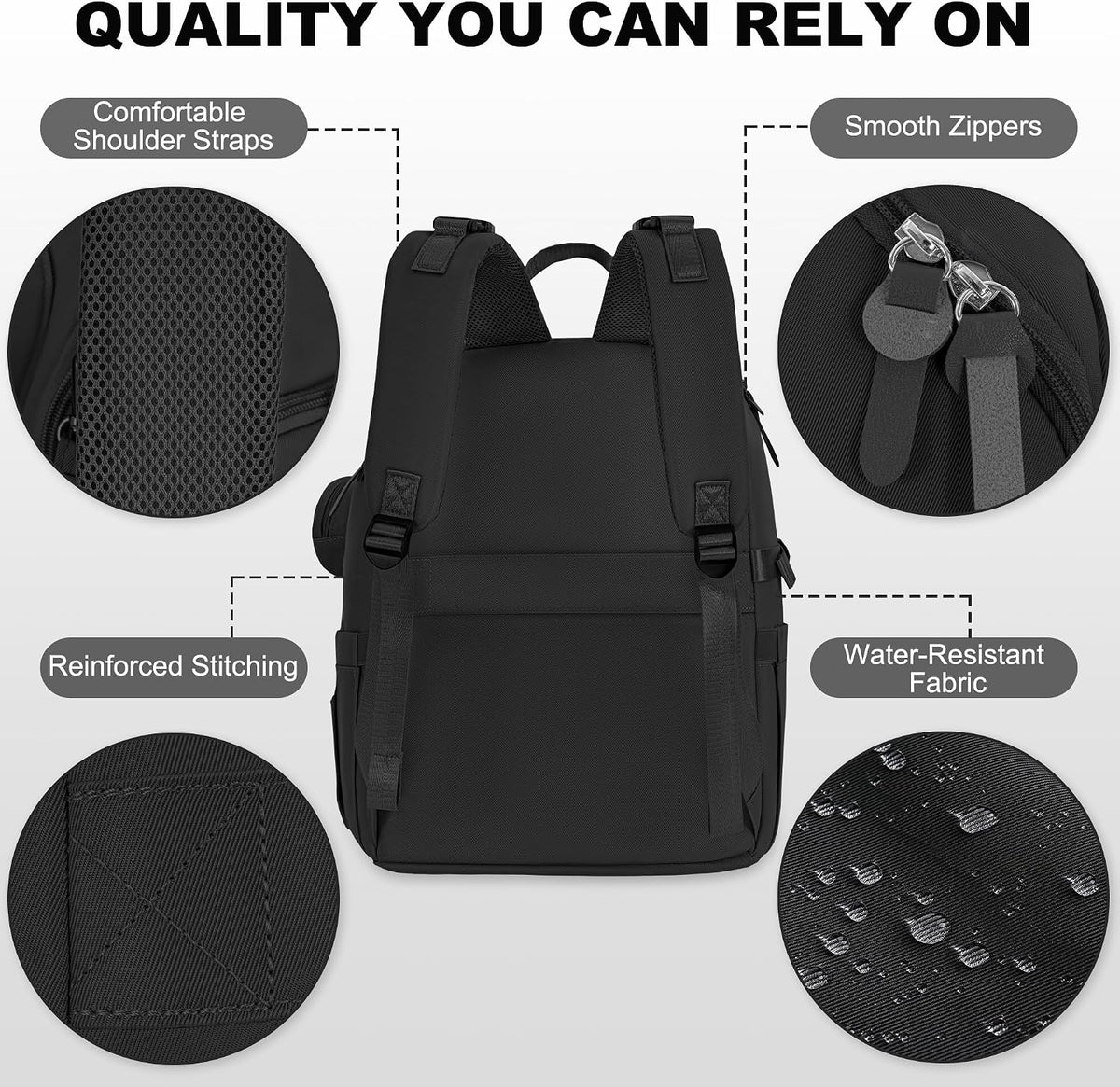 Diaper Bag Backpack with Portable Changing Pad, Black