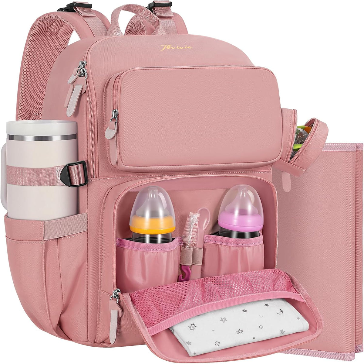 Diaper Bag Backpack with Portable Changing Pad, Black