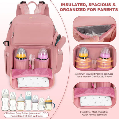 Diaper Bag Backpack with Portable Changing Pad, Black