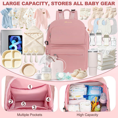 Diaper Bag Backpack with Portable Changing Pad, Black