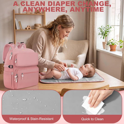 Diaper Bag Backpack with Portable Changing Pad, Black