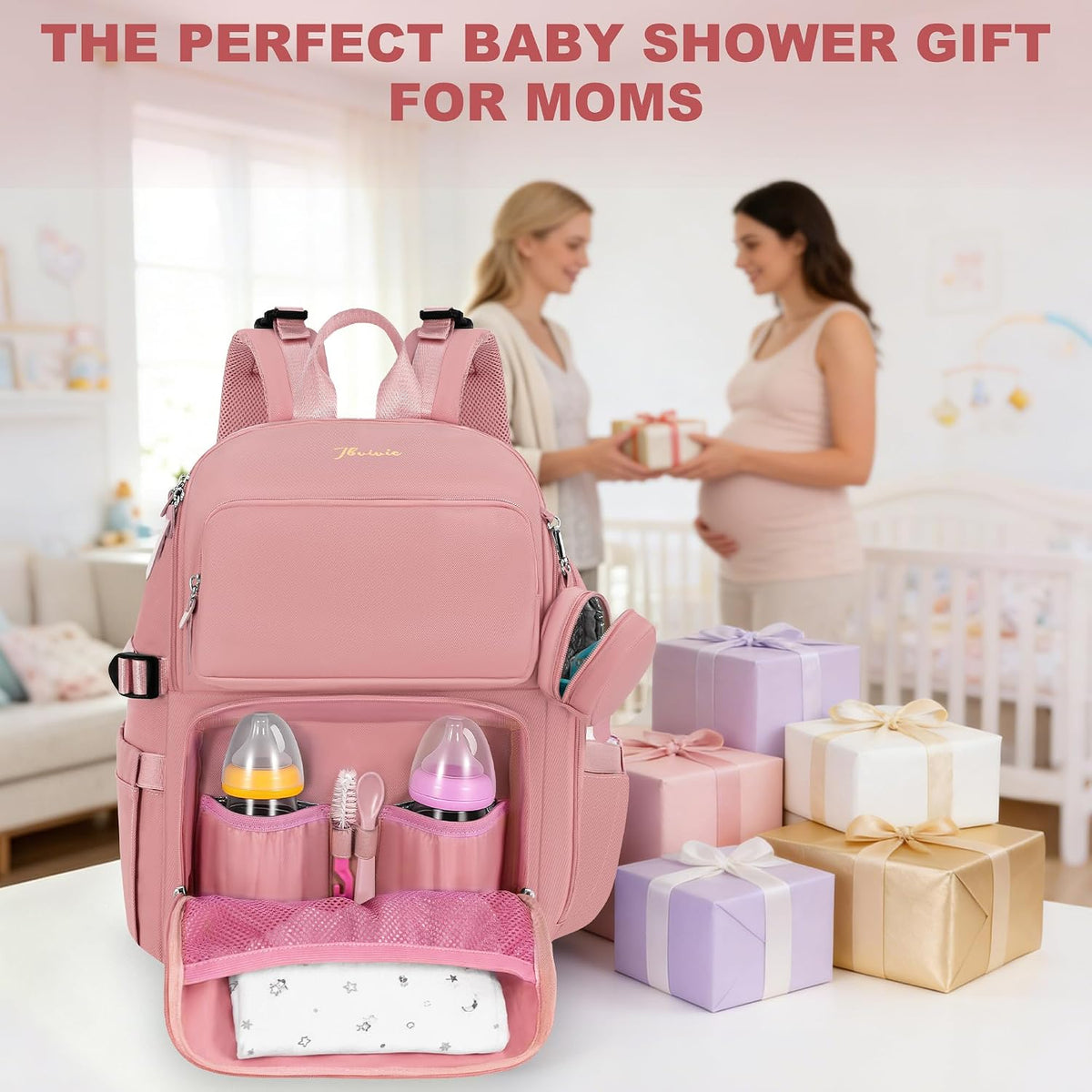 Diaper Bag Backpack with Portable Changing Pad, Black