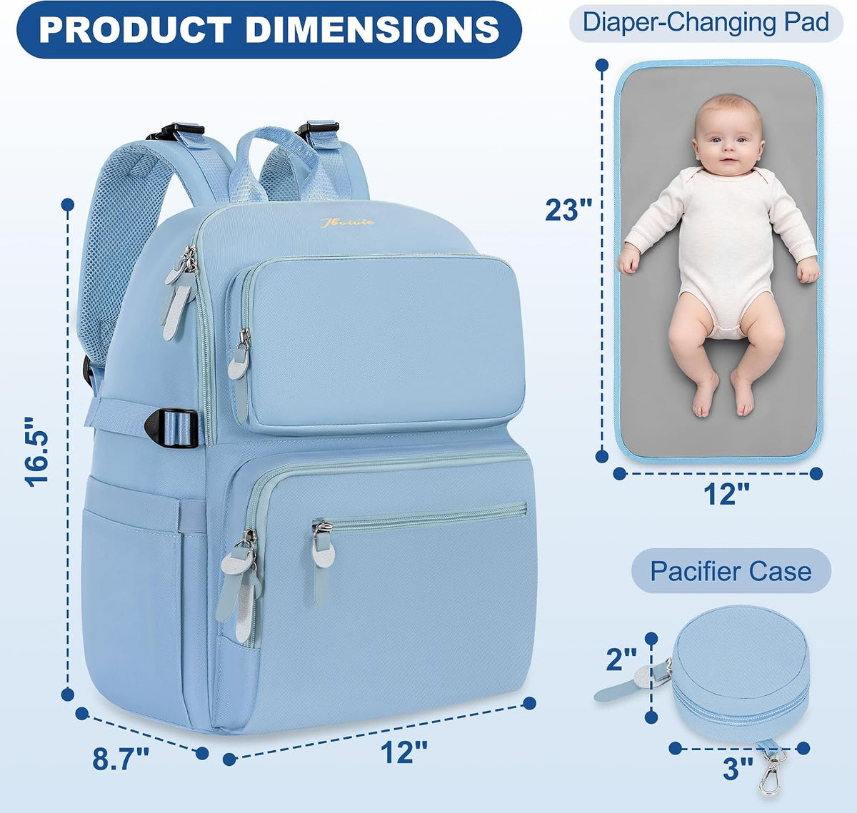 Diaper Bag Backpack with Portable Changing Pad, Black