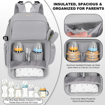 Diaper Bag Backpack with Portable Changing Pad, Black