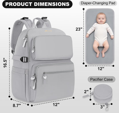 Diaper Bag Backpack with Portable Changing Pad, Black