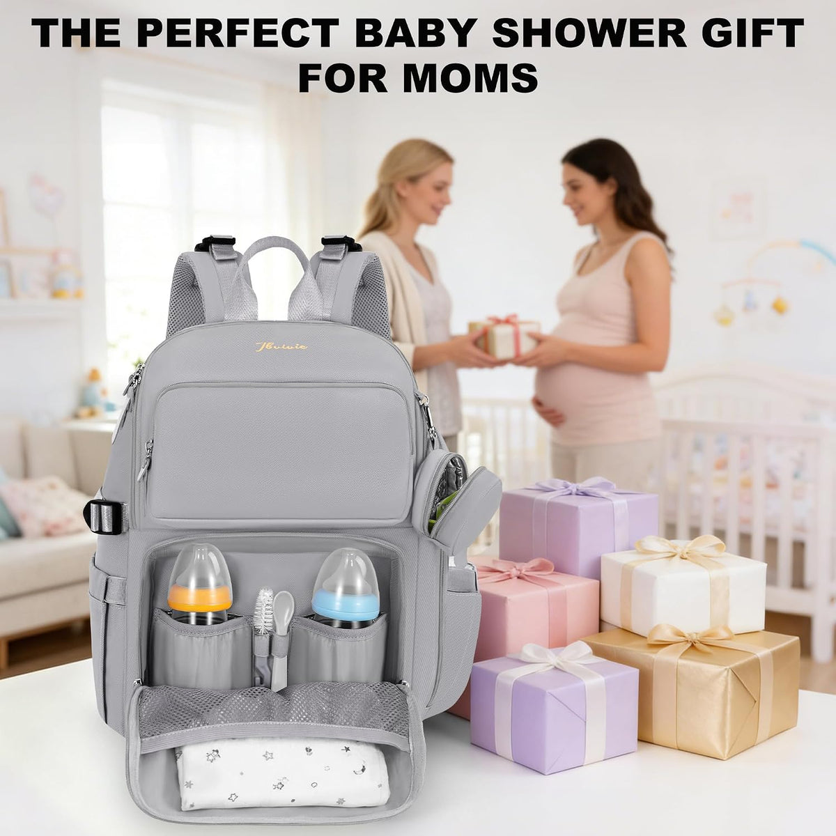 Diaper Bag Backpack with Portable Changing Pad, Black