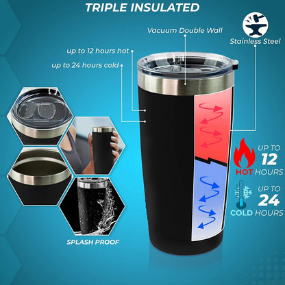 Personalized Stainless Steel Vacuum Double Insulated Travel Tumbler Coffee Mug w/Splash Proof Slider Lid| Custom Laser Engraved 44 Options | Hot & Cold Drink Use (Maroon-Custom, 20oz)