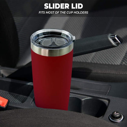 Personalized Stainless Steel Vacuum Double Insulated Travel Tumbler Coffee Mug w/Splash Proof Slider Lid| Custom Laser Engraved 44 Options | Hot & Cold Drink Use (Maroon-Custom, 20oz)