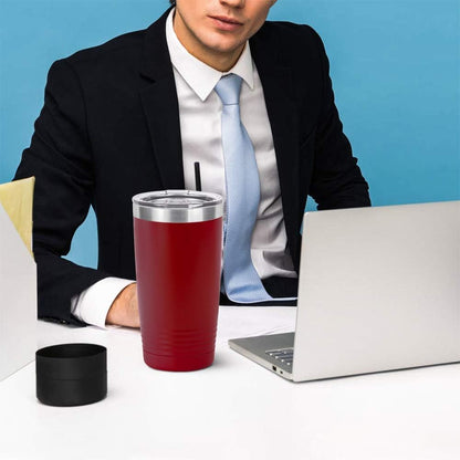 Personalized Stainless Steel Vacuum Double Insulated Travel Tumbler Coffee Mug w/Splash Proof Slider Lid| Custom Laser Engraved 44 Options | Hot & Cold Drink Use (Maroon-Custom, 20oz)