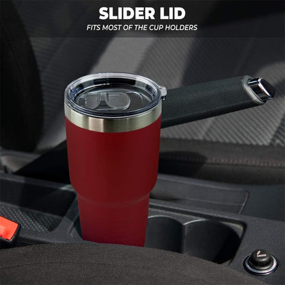 Personalized Stainless Steel Vacuum Double Insulated Travel Tumbler Coffee Mug w/Splash Proof Slider Lid| Custom Laser Engraved 44 Options | Hot & Cold Drink Use (Maroon-Custom, 20oz)