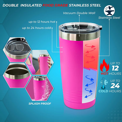 Personalized Stainless Steel Vacuum Double Insulated Travel Tumbler Coffee Mug w/Splash Proof Slider Lid| Custom Laser Engraved 44 Options | Hot & Cold Drink Use (Maroon-Custom, 20oz)