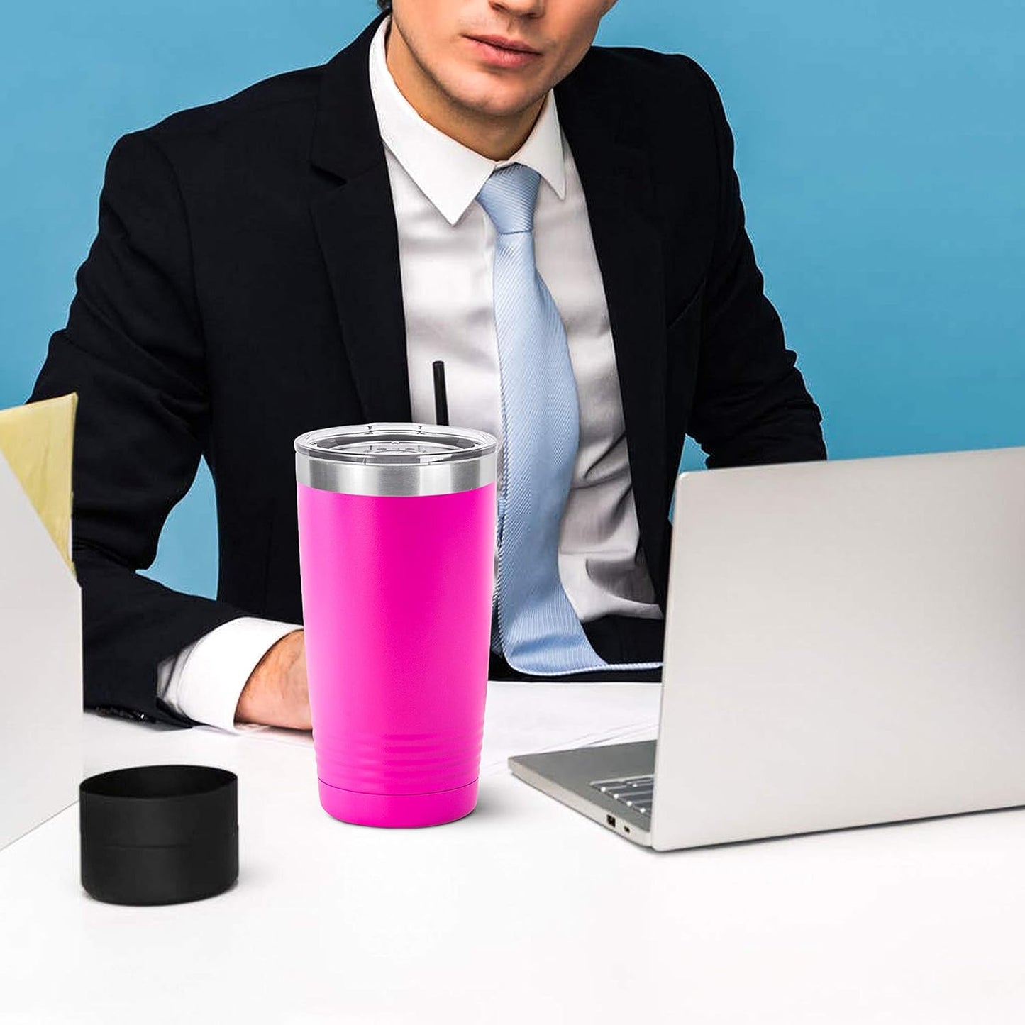 Personalized Stainless Steel Vacuum Double Insulated Travel Tumbler Coffee Mug w/Splash Proof Slider Lid| Custom Laser Engraved 44 Options | Hot & Cold Drink Use (Maroon-Custom, 20oz)