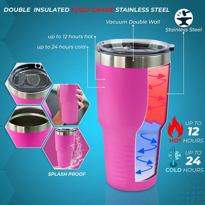 Personalized Stainless Steel Vacuum Double Insulated Travel Tumbler Coffee Mug w/Splash Proof Slider Lid| Custom Laser Engraved 44 Options | Hot & Cold Drink Use (Maroon-Custom, 20oz)