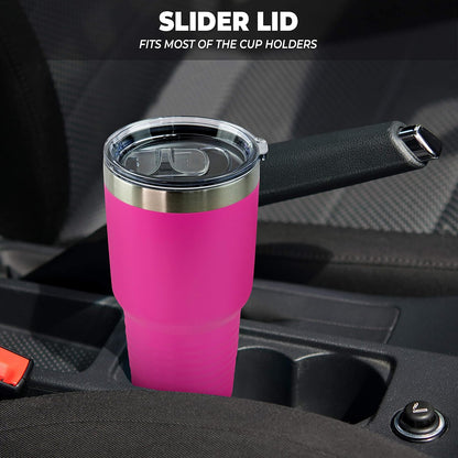 Personalized Stainless Steel Vacuum Double Insulated Travel Tumbler Coffee Mug w/Splash Proof Slider Lid| Custom Laser Engraved 44 Options | Hot & Cold Drink Use (Maroon-Custom, 20oz)