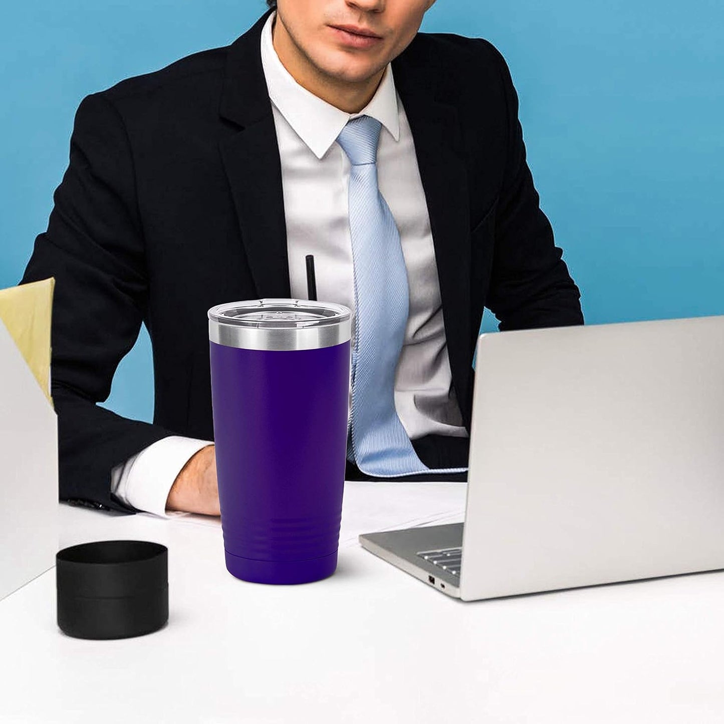 Personalized Stainless Steel Vacuum Double Insulated Travel Tumbler Coffee Mug w/Splash Proof Slider Lid| Custom Laser Engraved 44 Options | Hot & Cold Drink Use (Maroon-Custom, 20oz)