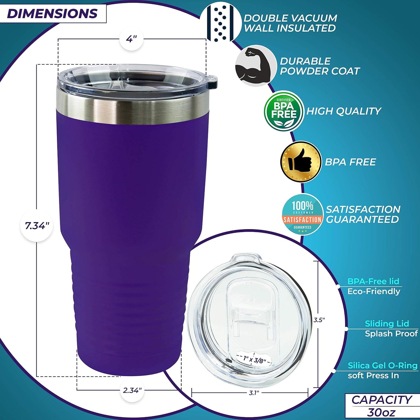 Personalized Stainless Steel Vacuum Double Insulated Travel Tumbler Coffee Mug w/Splash Proof Slider Lid| Custom Laser Engraved 44 Options | Hot & Cold Drink Use (Maroon-Custom, 20oz)