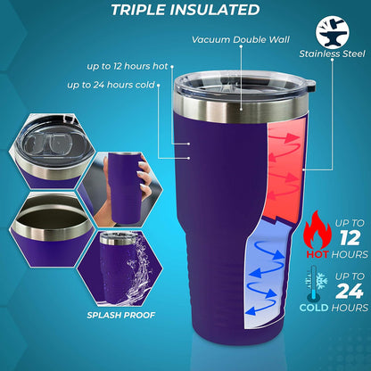 Personalized Stainless Steel Vacuum Double Insulated Travel Tumbler Coffee Mug w/Splash Proof Slider Lid| Custom Laser Engraved 44 Options | Hot & Cold Drink Use (Maroon-Custom, 20oz)