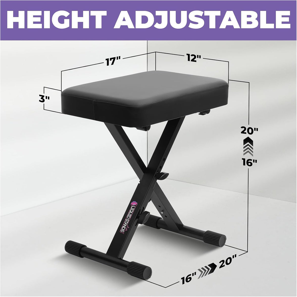 Foldable Adjustable Piano Bench X-Style for Musicians