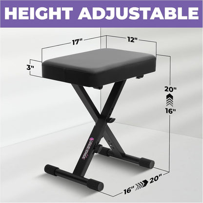 Foldable Adjustable Piano Bench X-Style for Musicians