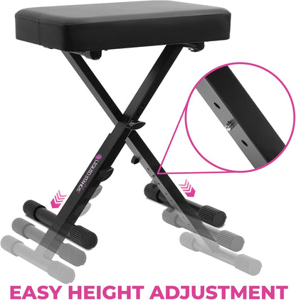 Foldable Adjustable Piano Bench X-Style for Musicians