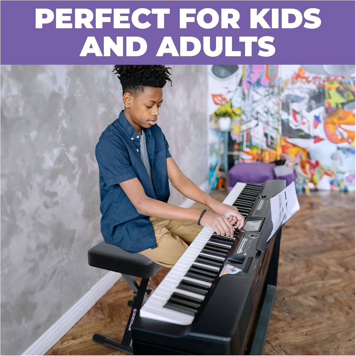 Foldable Adjustable Piano Bench X-Style for Musicians