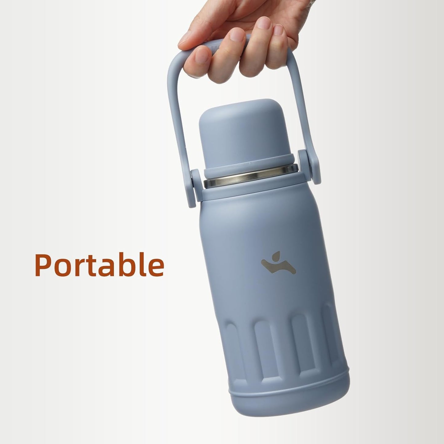 27oz Thermos for Cold Drinks, Insulated Water Bottle, Blue Haze | Stainless steel, BPA-free. Keeps hot 12h, cold 24h. Leak-proof with handle, strap & cup lid for coffee, tea, travel, outdoor