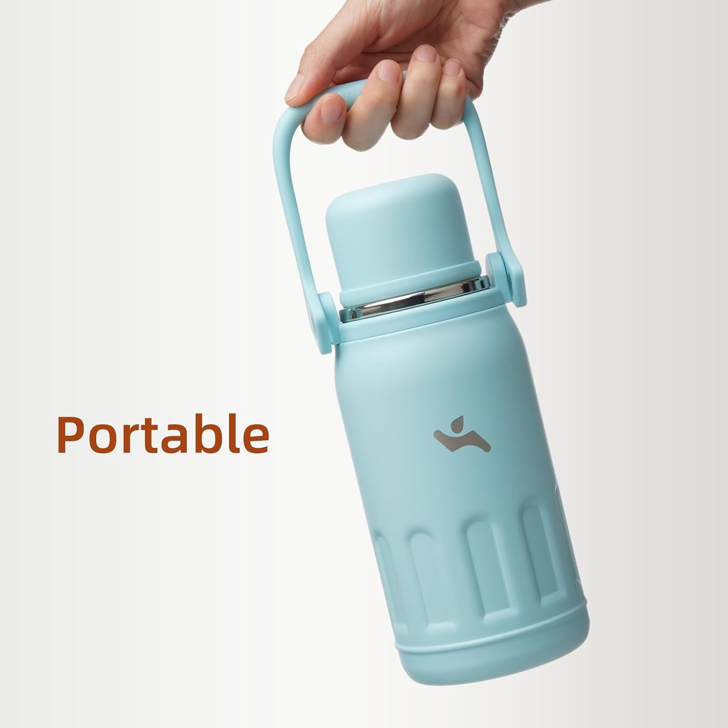 27oz Thermos for Cold Drinks, Insulated Water Bottle, Blue Haze | Stainless steel, BPA-free. Keeps hot 12h, cold 24h. Leak-proof with handle, strap & cup lid for coffee, tea, travel, outdoor
