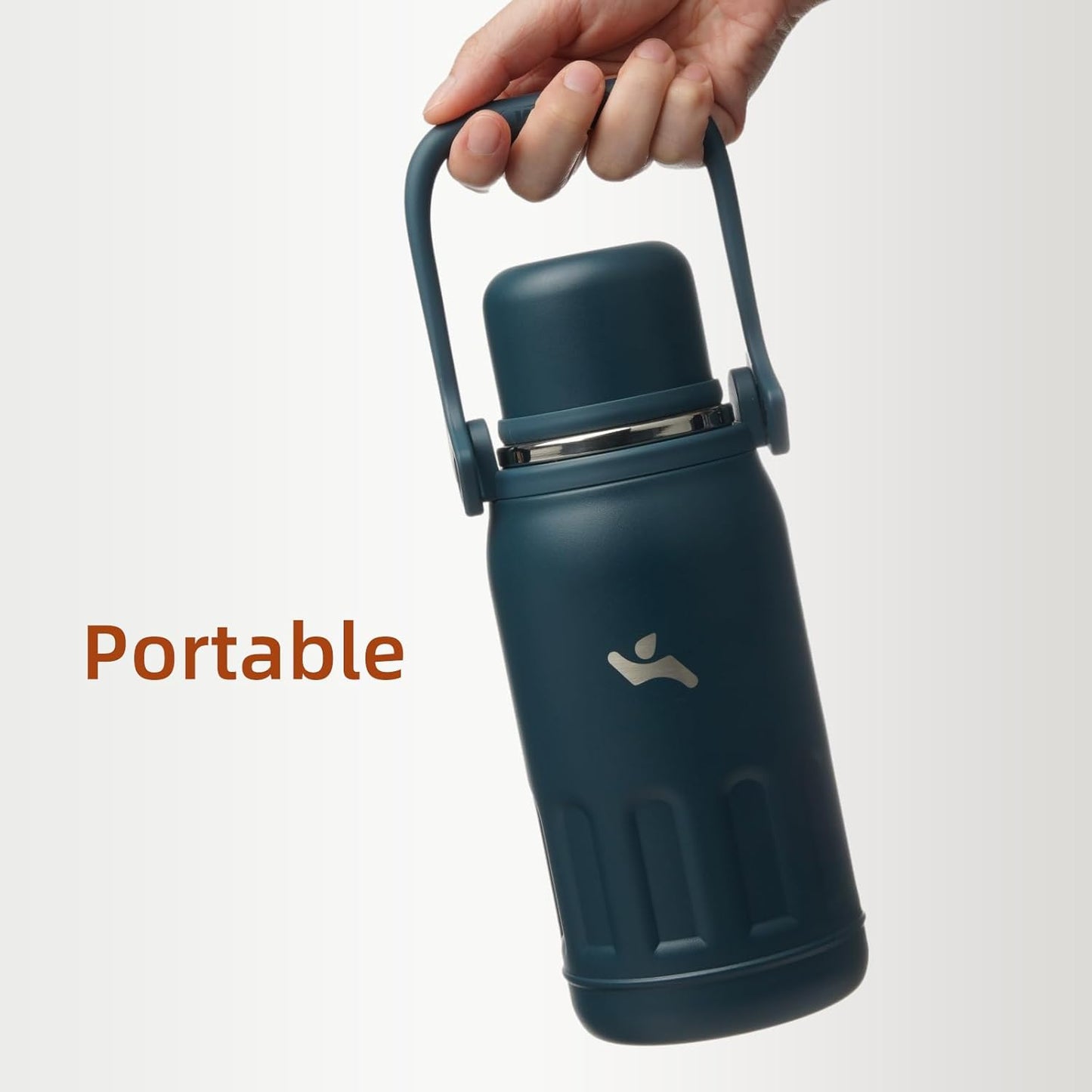 27oz Thermos for Cold Drinks, Insulated Water Bottle, Blue Haze | Stainless steel, BPA-free. Keeps hot 12h, cold 24h. Leak-proof with handle, strap & cup lid for coffee, tea, travel, outdoor