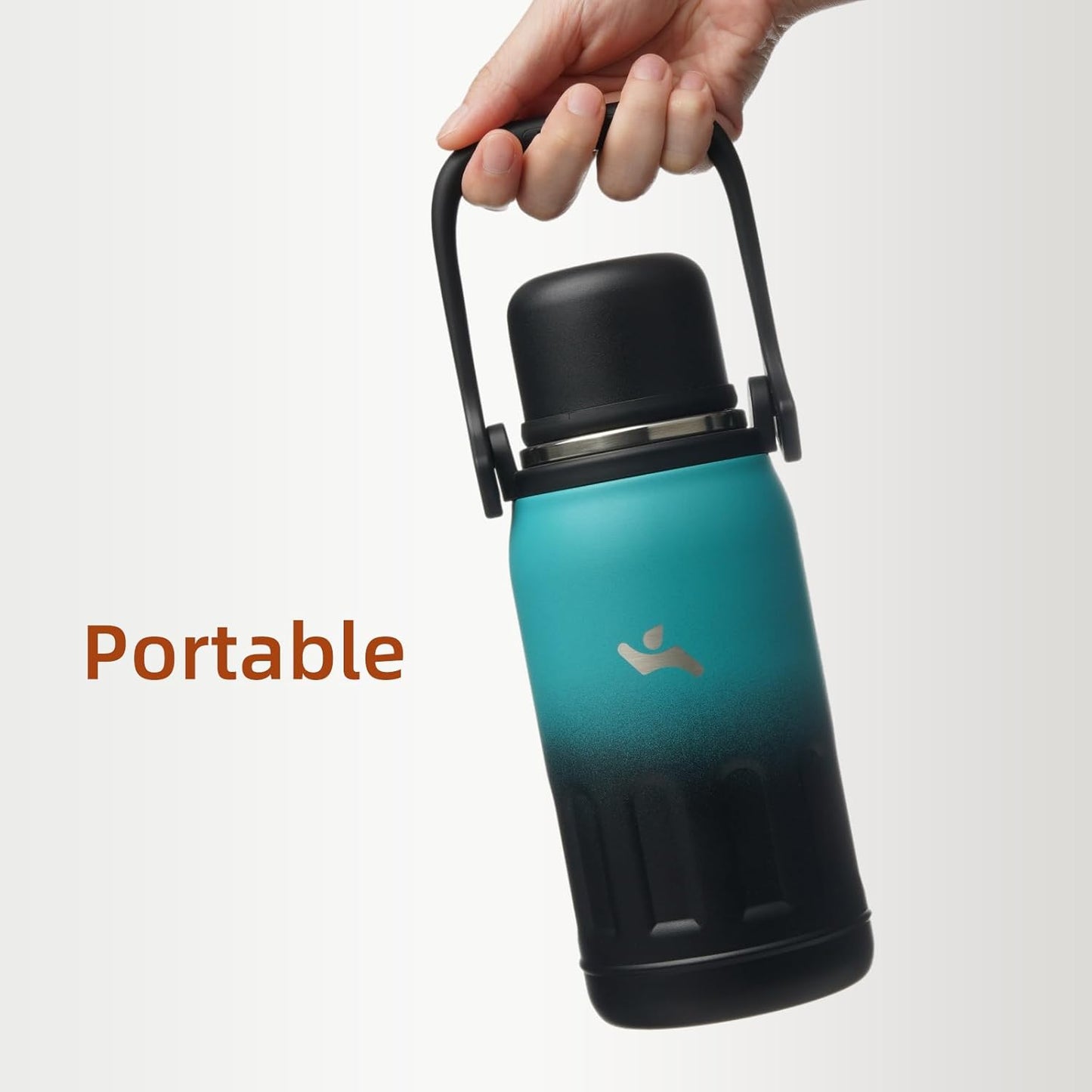 27oz Thermos for Cold Drinks, Insulated Water Bottle, Blue Haze | Stainless steel, BPA-free. Keeps hot 12h, cold 24h. Leak-proof with handle, strap & cup lid for coffee, tea, travel, outdoor
