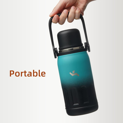 27oz Thermos for Cold Drinks, Insulated Water Bottle, Blue Haze | Stainless steel, BPA-free. Keeps hot 12h, cold 24h. Leak-proof with handle, strap & cup lid for coffee, tea, travel, outdoor