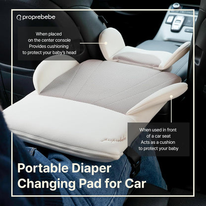 PPBB – Portable Diaper Changing Pad for Car – Smart Baby Changing Pad & Travel Diaper Changer, for Newborns – Travel Changing Station for Baby – Ivory/Black