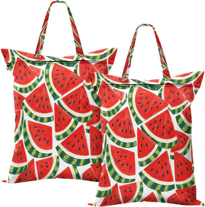 Cartoon Watermelon Waterproof Travel Laundry Bag Easy Care 2 Count