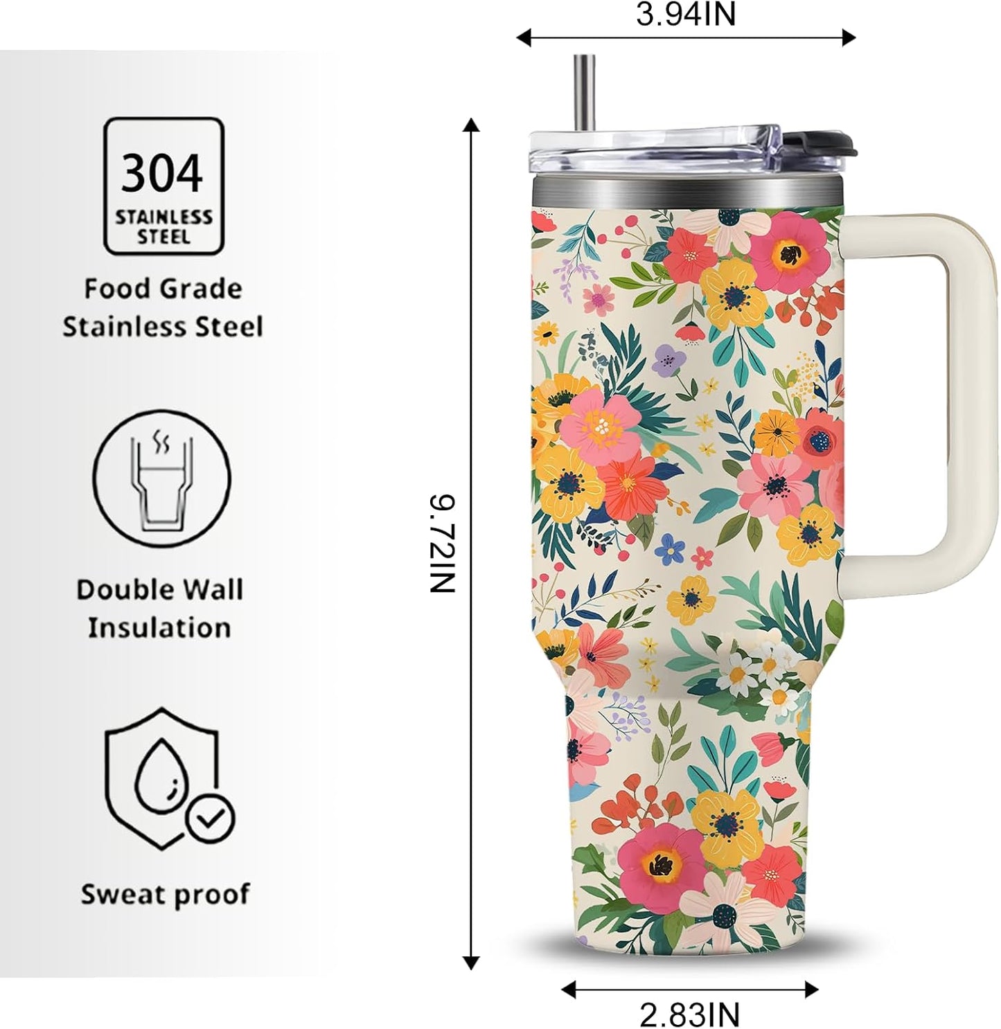 Pineapple Tumbler with Handle 40 oz, Pineapple Gifts For Women Girls, Birthday Christmas Funny Fruit Gifts for ananas Lover