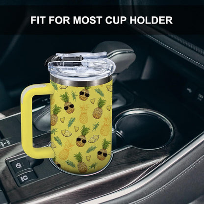 Pineapple Tumbler with Handle 40 oz, Pineapple Gifts For Women Girls, Birthday Christmas Funny Fruit Gifts for ananas Lover