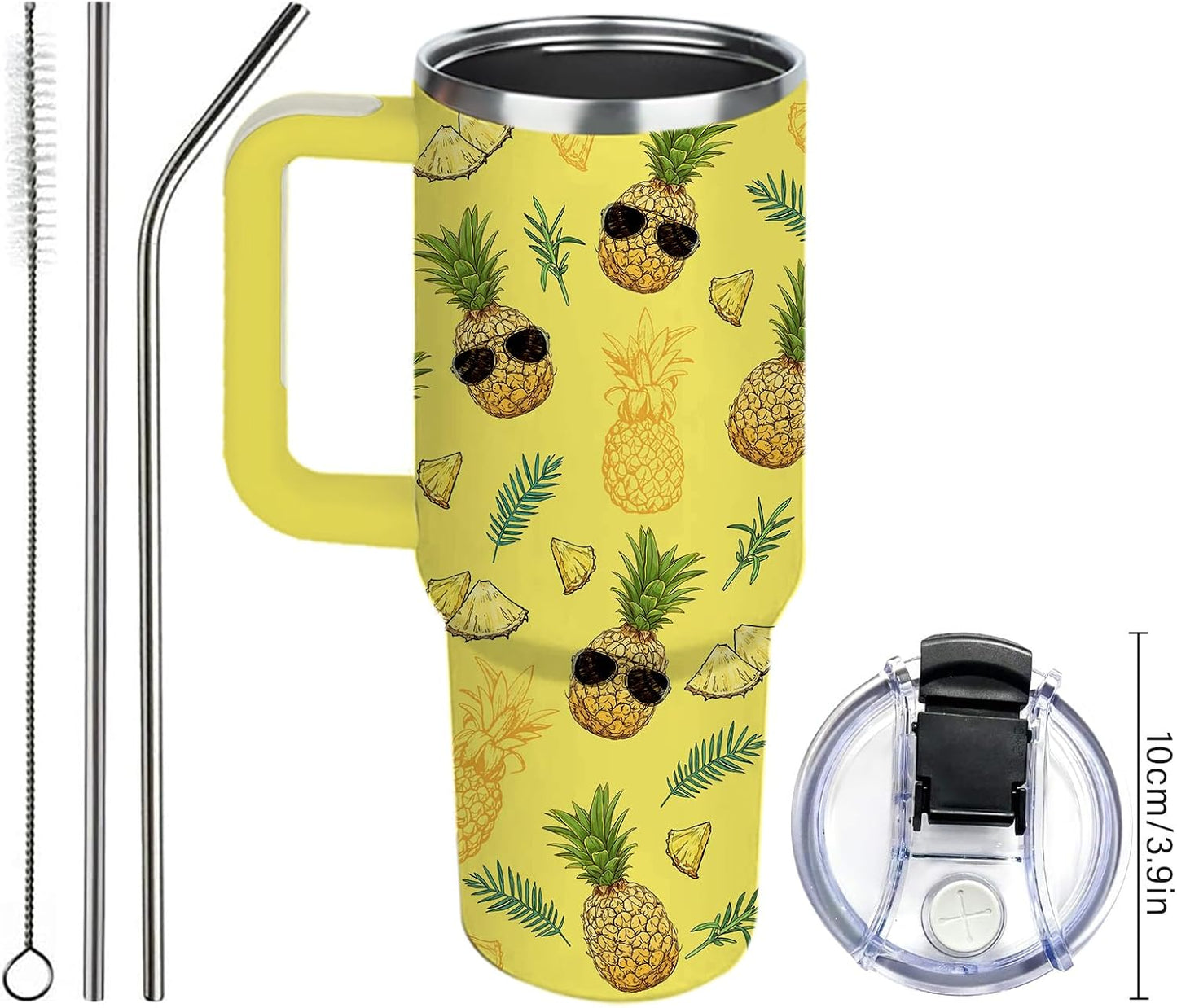 Pineapple Tumbler with Handle 40 oz, Pineapple Gifts For Women Girls, Birthday Christmas Funny Fruit Gifts for ananas Lover