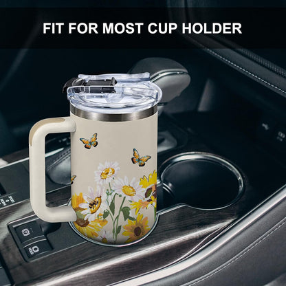 Pineapple Tumbler with Handle 40 oz, Pineapple Gifts For Women Girls, Birthday Christmas Funny Fruit Gifts for ananas Lover