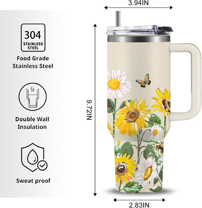 Pineapple Tumbler with Handle 40 oz, Pineapple Gifts For Women Girls, Birthday Christmas Funny Fruit Gifts for ananas Lover