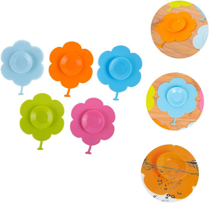 5pcs Silicone Suction Bowl Mats for Sunflower Design Non-Slip Place Mats Heat Resistant and Stain Tableware Pads for Self-Feeding and Spill Prevention Random Color