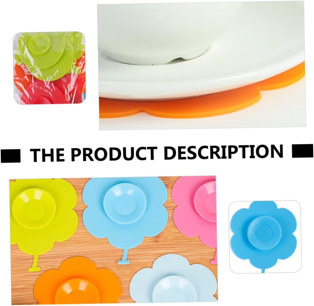5pcs Silicone Suction Bowl Mats for Sunflower Design Non-Slip Place Mats Heat Resistant and Stain Tableware Pads for Self-Feeding and Spill Prevention Random Color