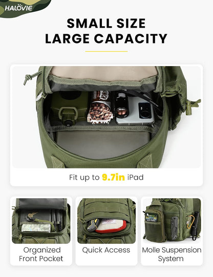 Anti-theft Tactical Sling Bag RFID Black Military Shoulder Bag with Phone Pack EDC Molle Crossbody Bag for men